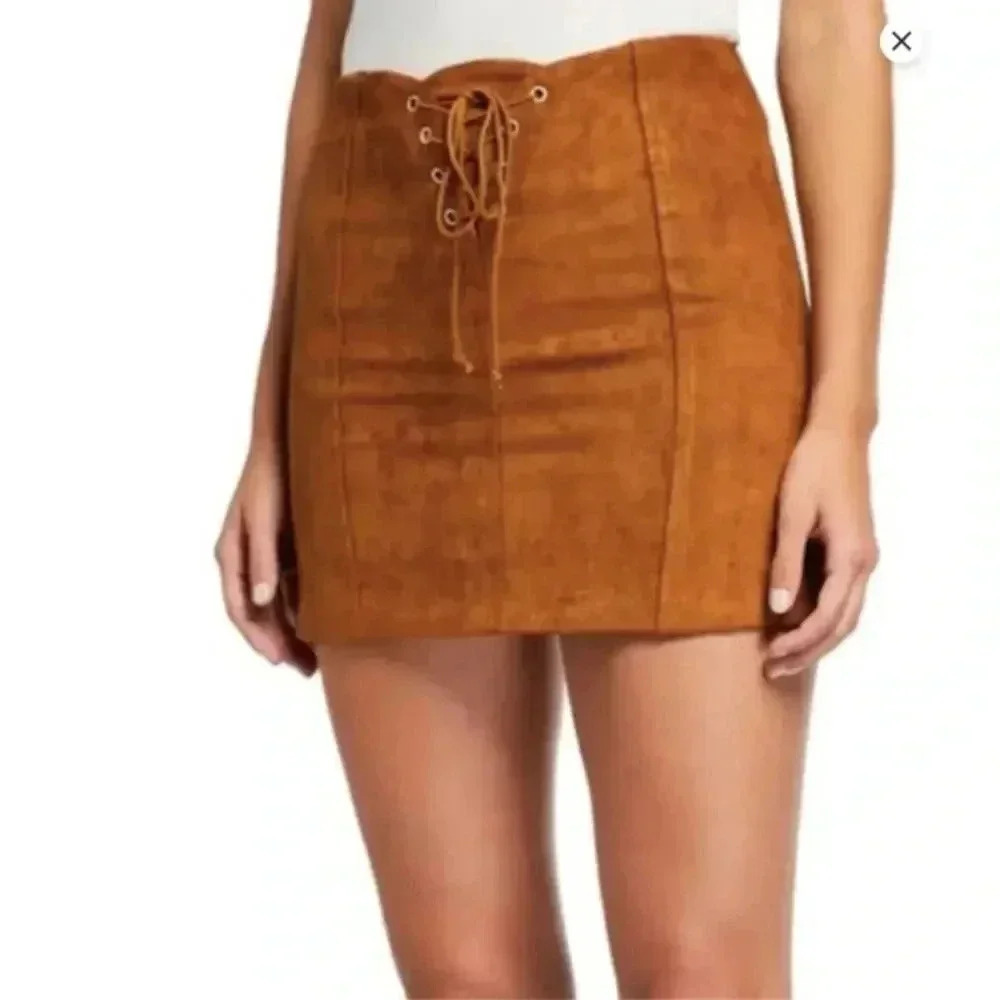 NEW Raga Faux Suede Lace Up Mini Skirt Size S